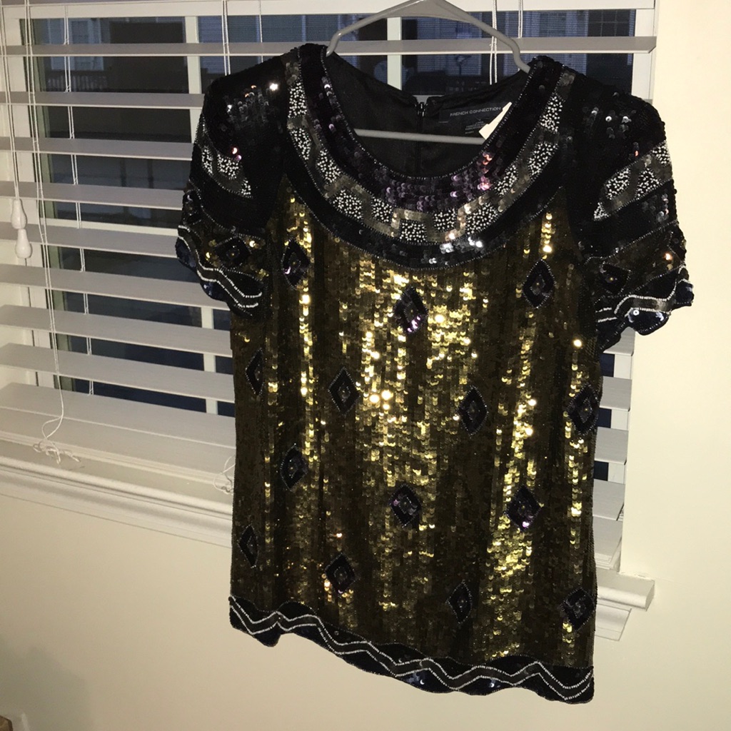 French Connection Sequins Shirt Gold/Black/Silver